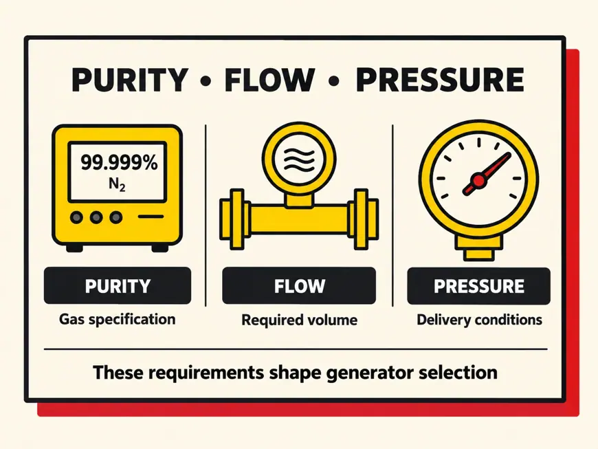 Nitrogen Generator Purity: Percentage, Oxygen ppm & Gas Quality — technical illustration